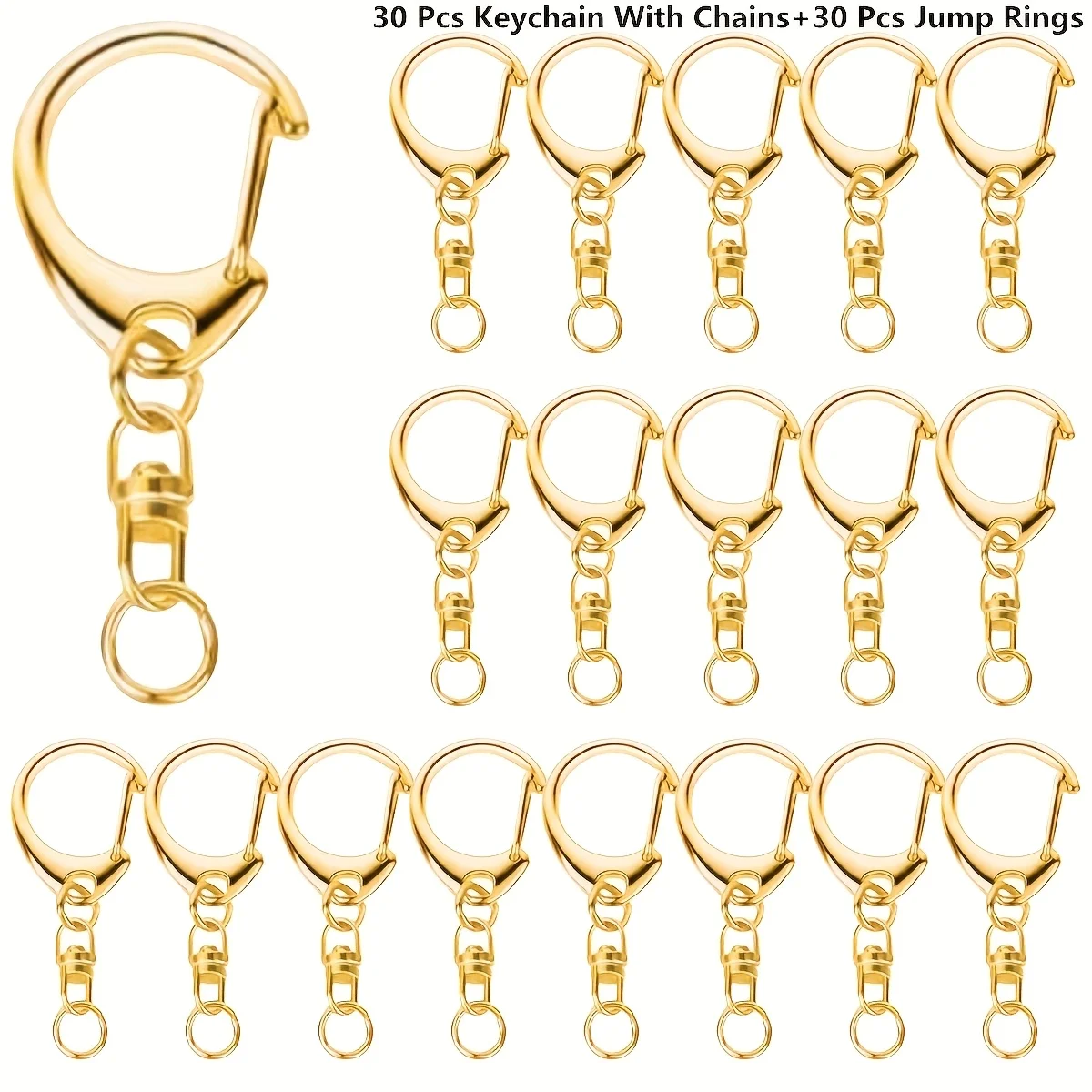 60pcs Golden Great Keychain Lobster Claw Keychain Unisex Keychain Lanyards Gift Making Bag Additions Pet Locks Crafting Supplies