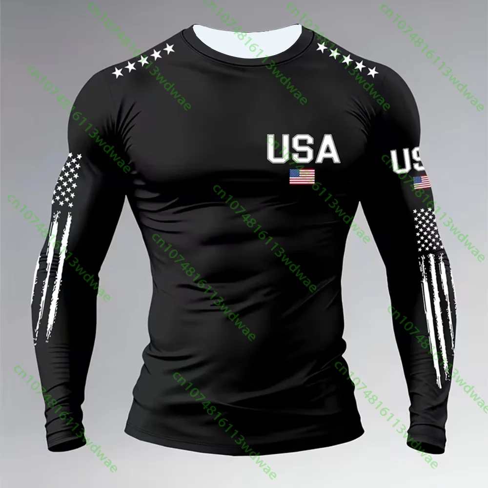 USA Style New Men's Fashion Long Sleeve Tee Hiking Camping Sports Casual Long Sleeve T-Shirt Outdoor Fishing Tops Cycling shirt