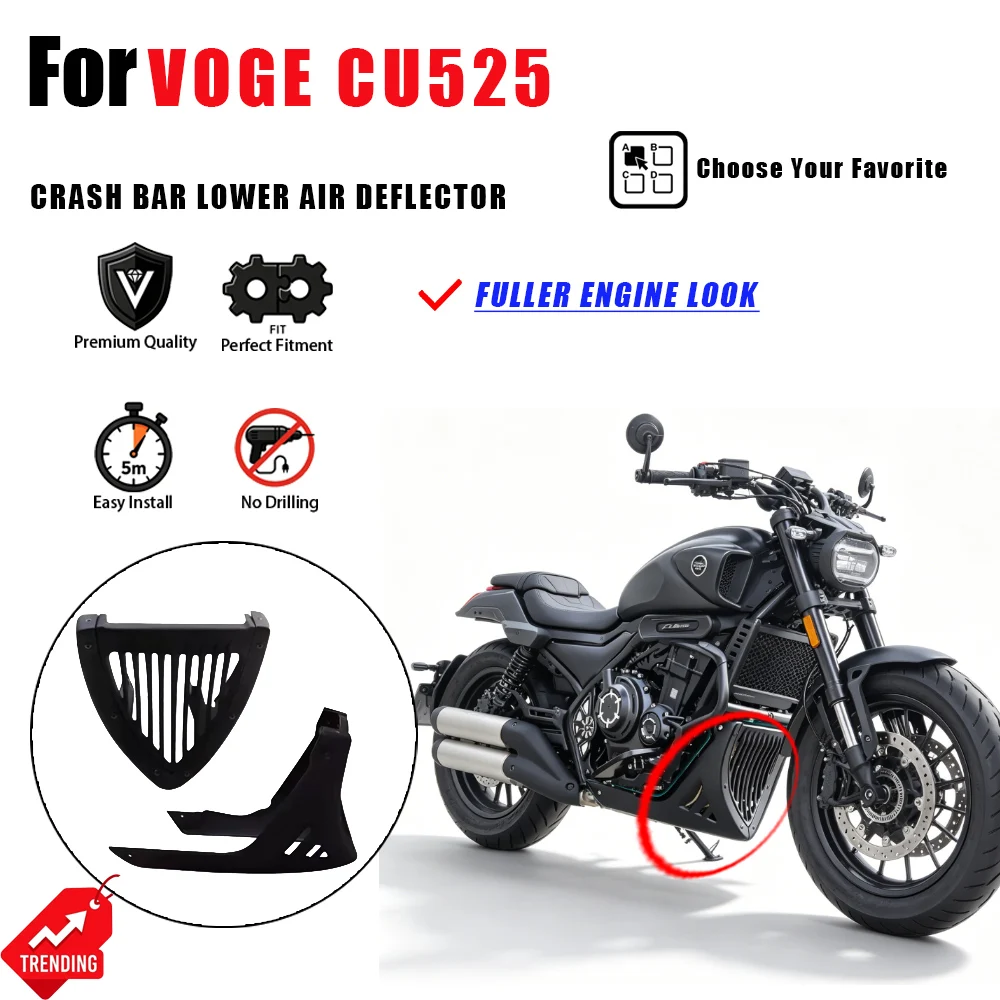 Deflector de Aire Inferior para Motocicleta VOGE CU525, Protector de Motor, Barra Anticaídas, Deflectores de Viento, Accesorios para Moto, Defensas CU525, Piezas