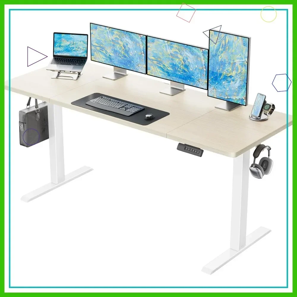 

Популярный электрический регулируемый по высоте стол 63 x 24 дюйма с функцией памяти настроек и системой организации кабелей для домашнего офиса