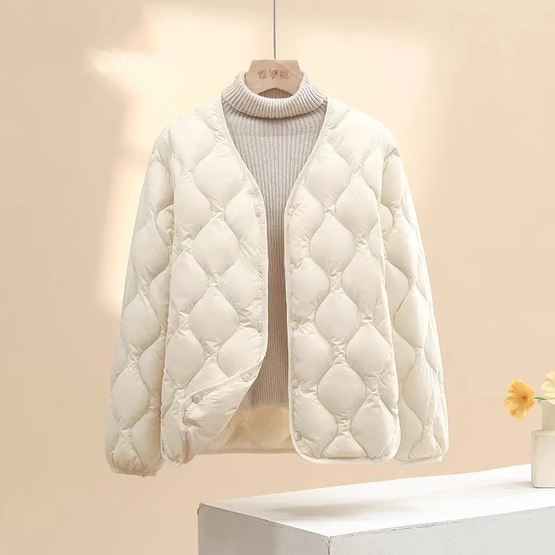 Korean Casual Loose Women Office Lady Ultra Light Down Jacket 2026 New Arrivals Autumn Winter Fashion Short Warm Puffer Coat