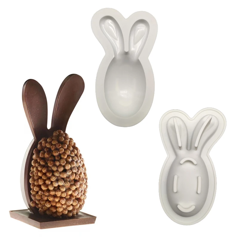 3D Rabbit Silicone Bakeware for Baking Easter Day Party Cake Dessert Easter Bunny Cake Molds Surprise Breakable Chocolate Moulds
