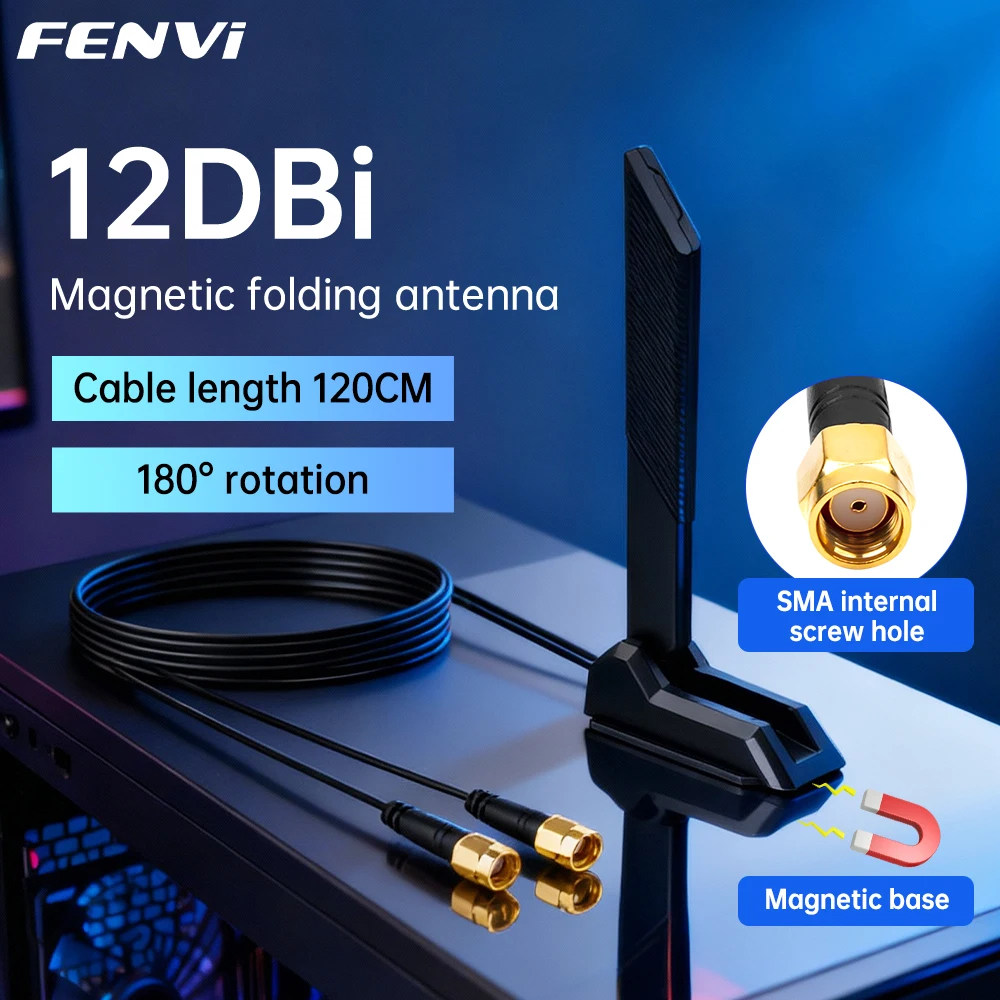 fenvi-wifi-6e-antena-tri-band-antena-6ghz-5ghz-24ghz-magnetica-dobravel-12dbi-receptor-de-sinal-externo-de-alto-ganho-para-roteador-de-pc
