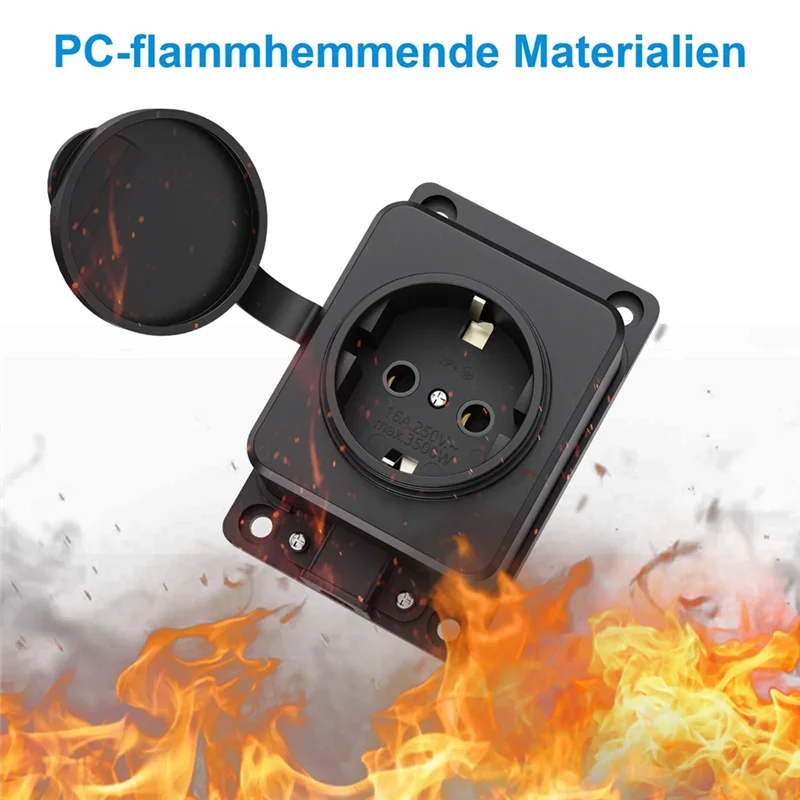 REPLA-4Pcs European Outdoor Power Socket Waterproof With Rain Cover IP54 Industrial Extension Power Strip For Garden