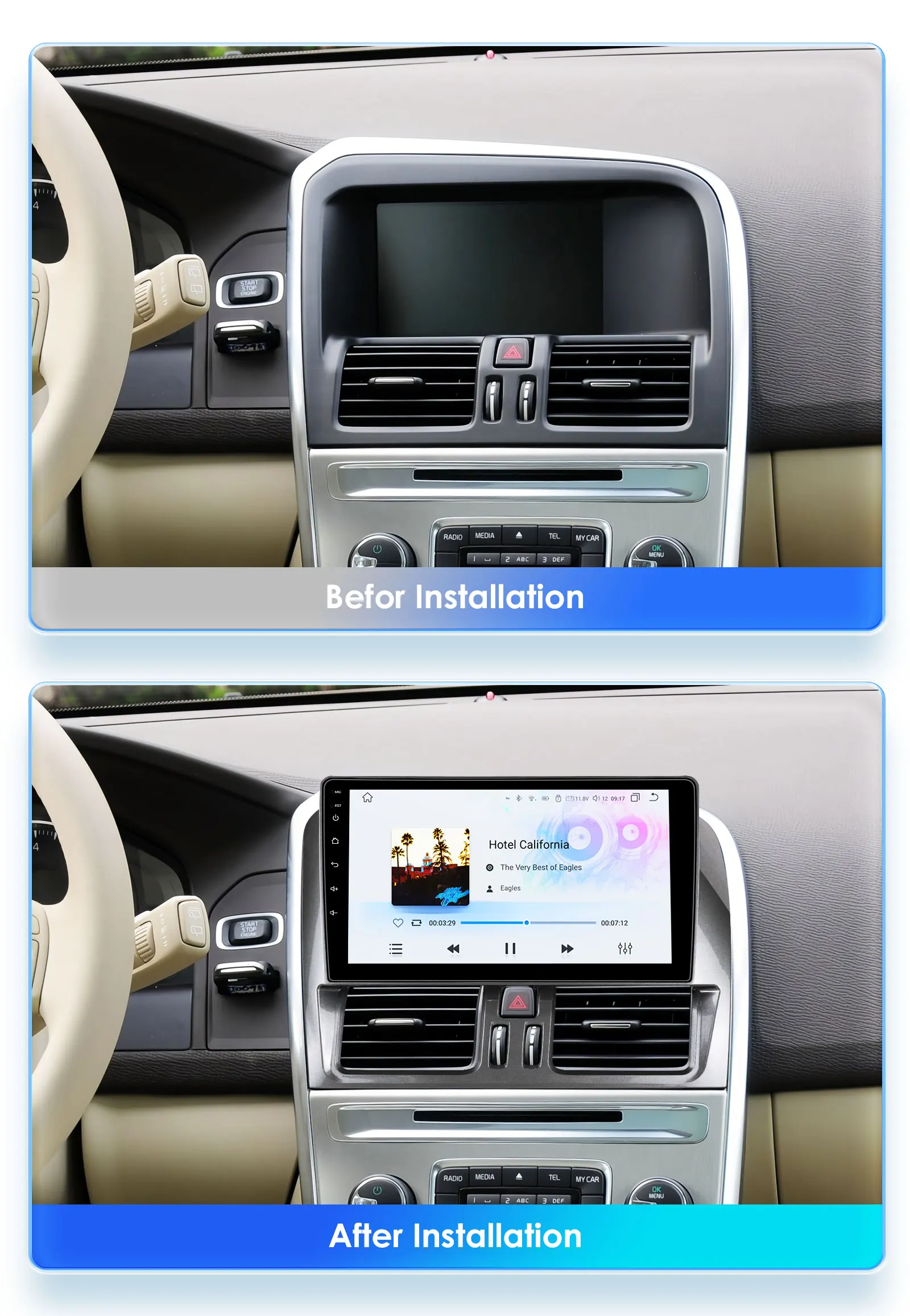 Hizpo Android Auto Radio For Volvo XC60 que 1 2008 - 2013 4G Car Multimedia Radio Player Wireless CarPlay GPS 2 Din Autoradio BT