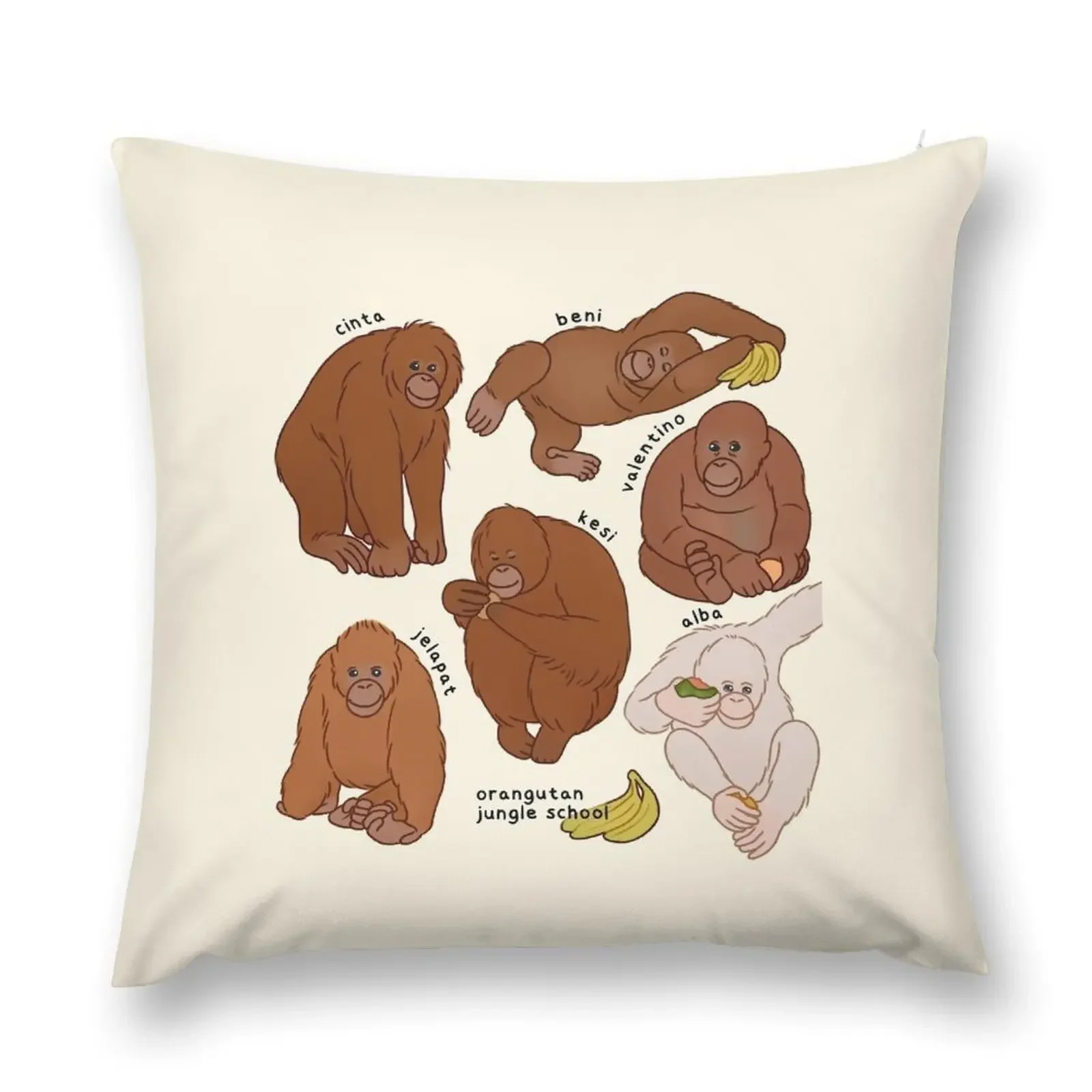 orangutan jungle school Throw Pillow bed pillows Pillowcase pillow cover christmas christmas supplies pillow