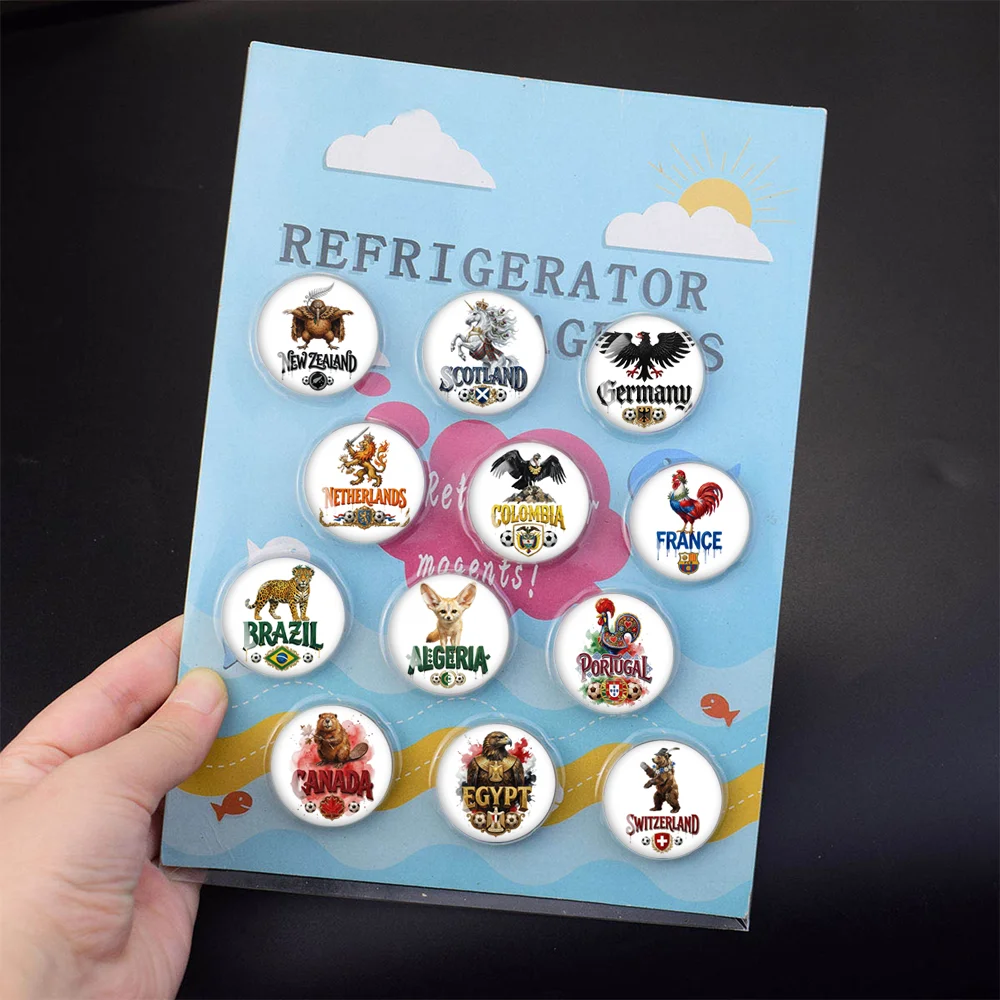1PC Magnetic Glass Stickers Football Animal Theme Refrigerator Stickers, Men's Art Fans, Cheer for Competitions, Team Activities