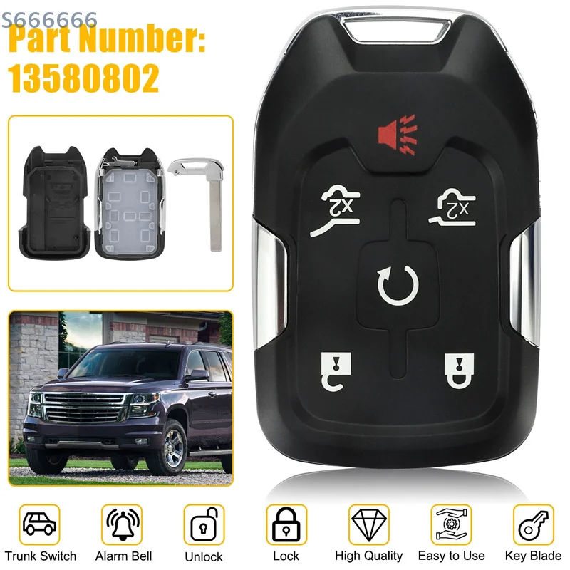 

Автомобильный смарт-ключ с дистанционным управлением, корпус HYQ1AA, дистанционный брелок, 6-кнопочный чип ID46 для Silverado GMC Yukon 2015 2016 2017-2020