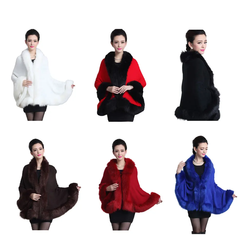Cotton Faux Fur Trim Poncho Stay Cozy And Fashionable All Winter Long Womens Faux Fur Trim Poncho