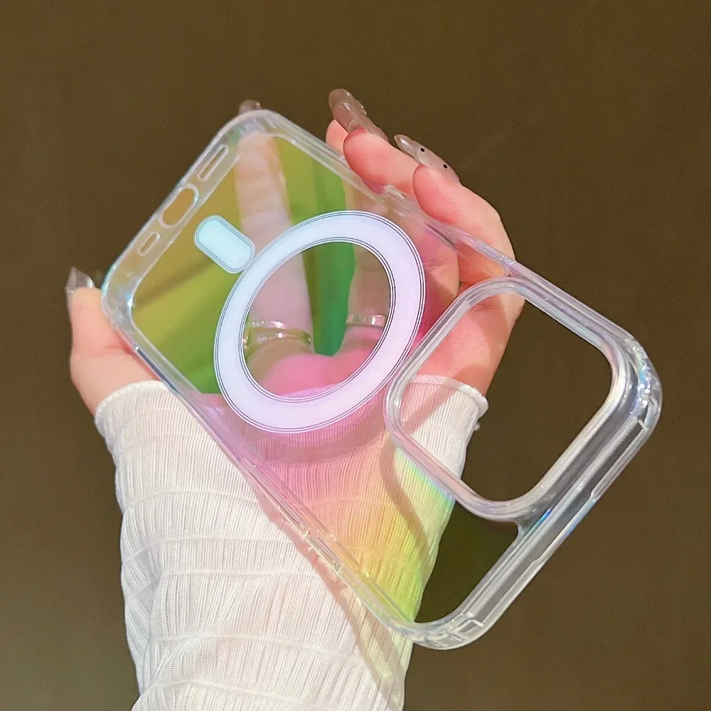 

Luxury Gradient Wireless Charge Magsafe Magnetic Case for iPhone 16 15 14 13 12 11 ProMax mini XS XR 7 8 Plus Color Change Cover