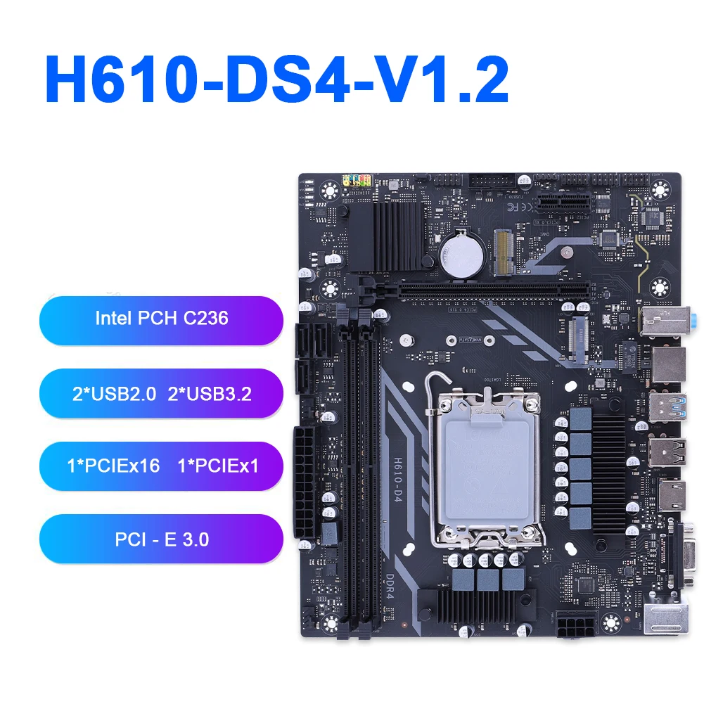 

H610 Motherboard 1*PCI-E X16/X1 Support M.2 WIFI LGA1700 Computer Motherboard Gigabit LAN 2*DDR4 64GB for 12 13 Gen Processor