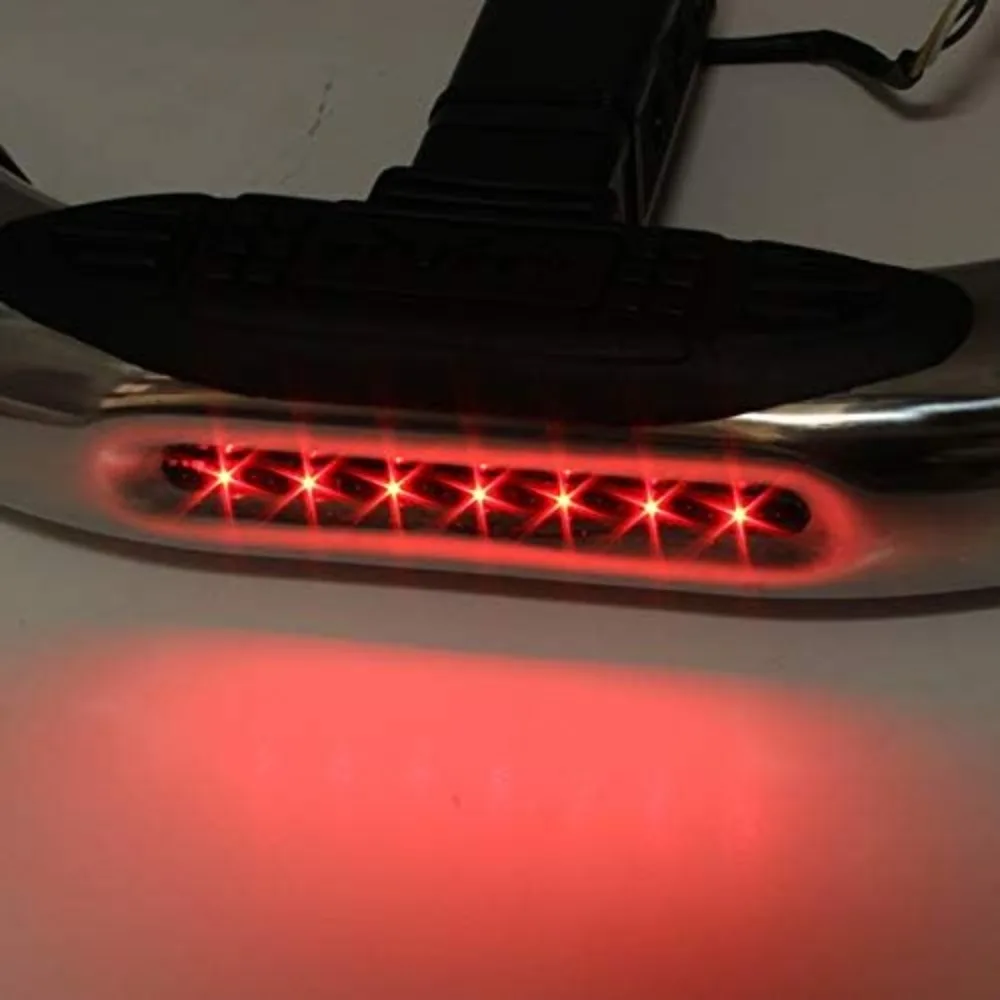 Universal Ram SUV camioneta cromada trasera resistente remolque remolque parachoques enganche barra de paso con luz de freno LED
