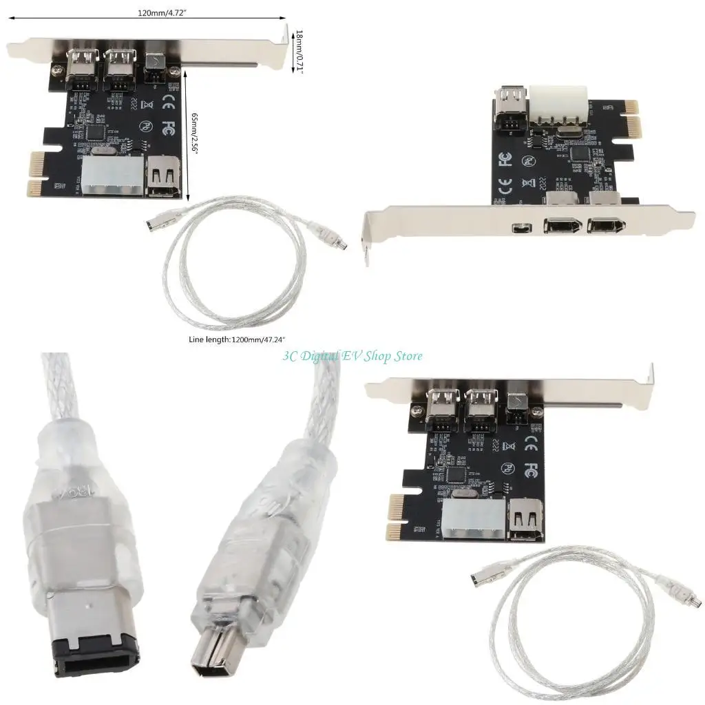 

E74D 4 Port PCI FireWire 1394a IEEE1394 External Controller Card for Windows XP/Vista/7 32/64 bit with Firewire Cable