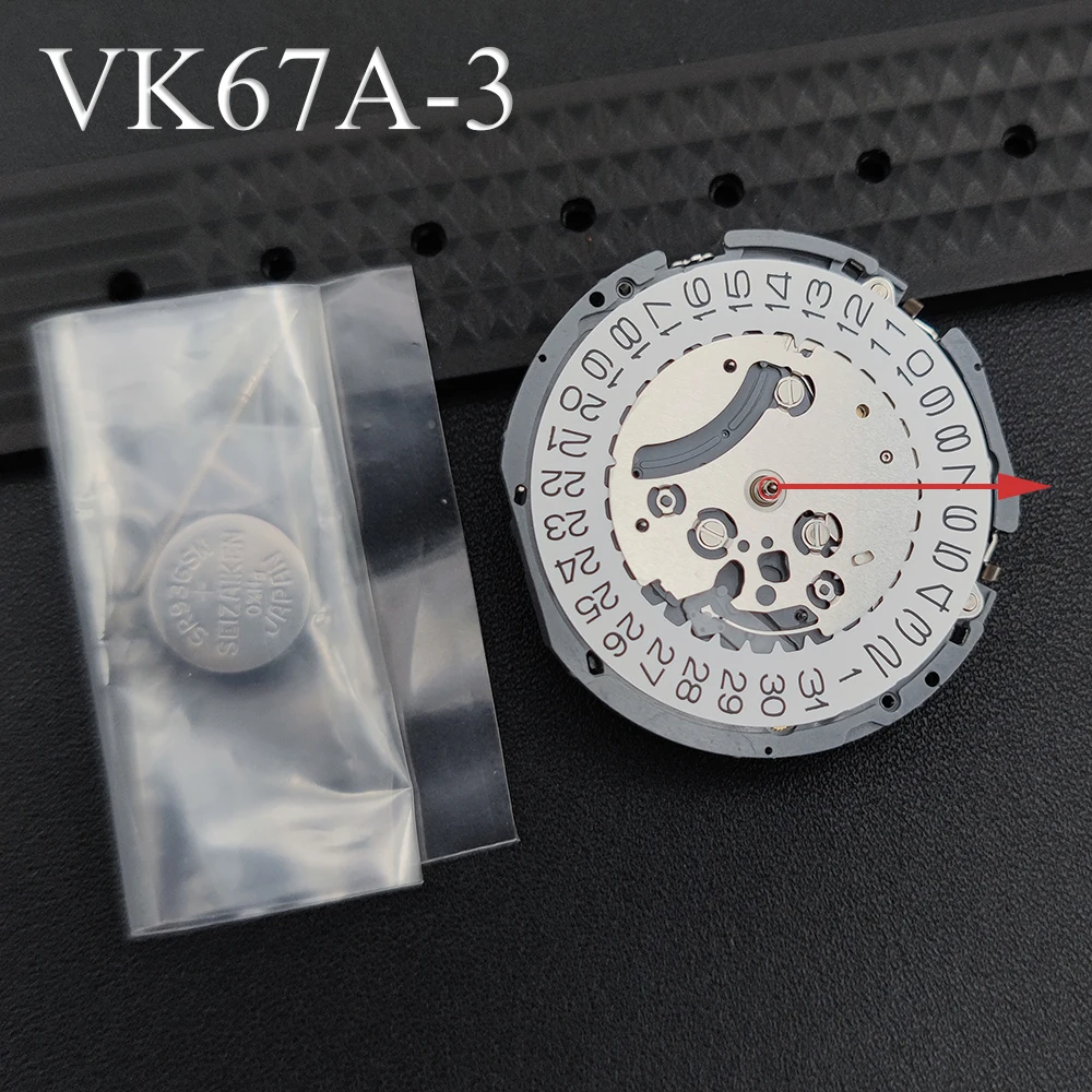 Japan VK67A Chronograph Quartz Movement Multi-functional 6 Hands VK67 Mechanism 3H White Date with Battery Import Movement