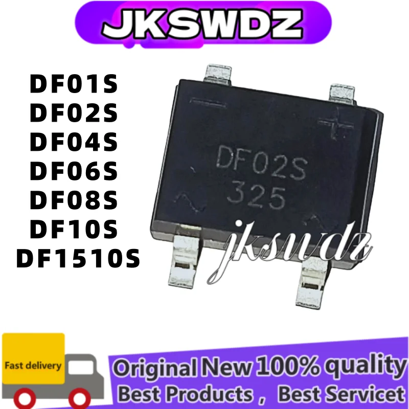 

10 pieces, 100% NEW DF01S, DF02S, DF04S, DF06S, DF08S, DF10S, DF1510S-T, Genuine SOP4 Bridge Rectifier