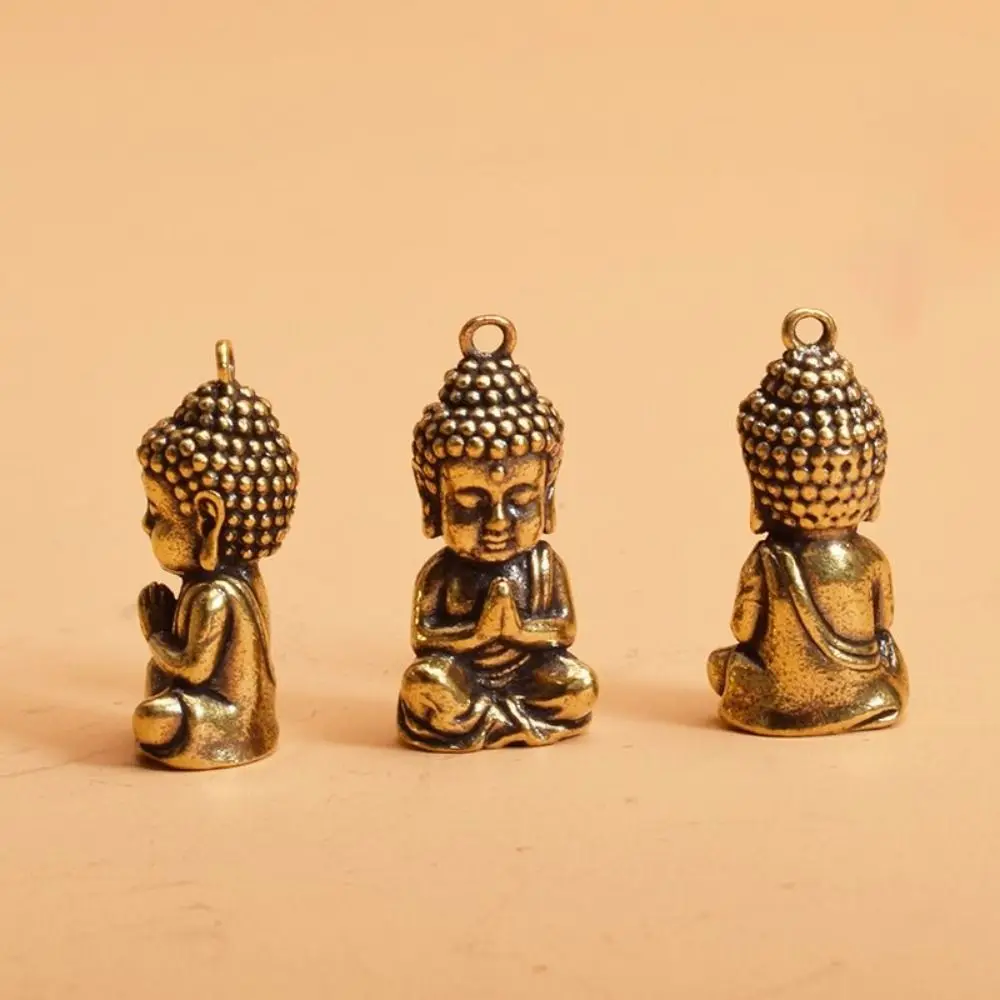 Chinese Style Brass Buddha Ornaments Mini Sakyamuni Buddha Pendant Car Accessories