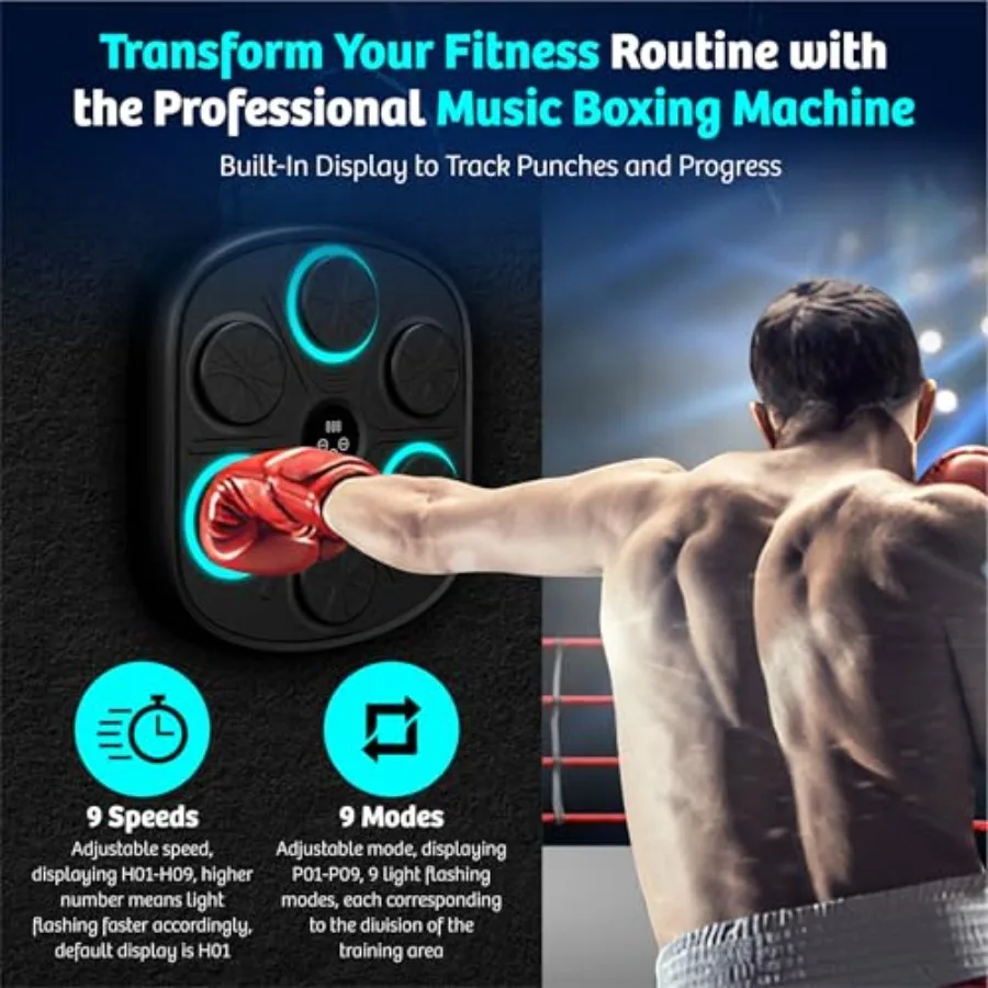 2024 آلة الملاكمة الموسيقية الذكية مع قفازات بلوتوث المثبتة على الحائط اللكم الهدف مدرب اللياقة البدنية المتقدم للمنزل والمكتب أو G