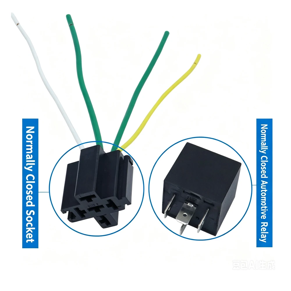 1 Se'tJD1915 40A 12V/24V 4Pin Normally Closed Automotive Relay With Wire Socket Mount Tab Car Power Relay