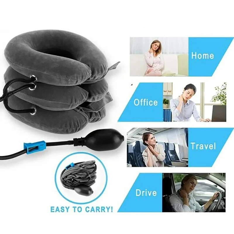 Neck Support Cushion Inflatable Air Cervical Neck Traction Device Body Relaxing Tractor Support Massage NECK Pillow