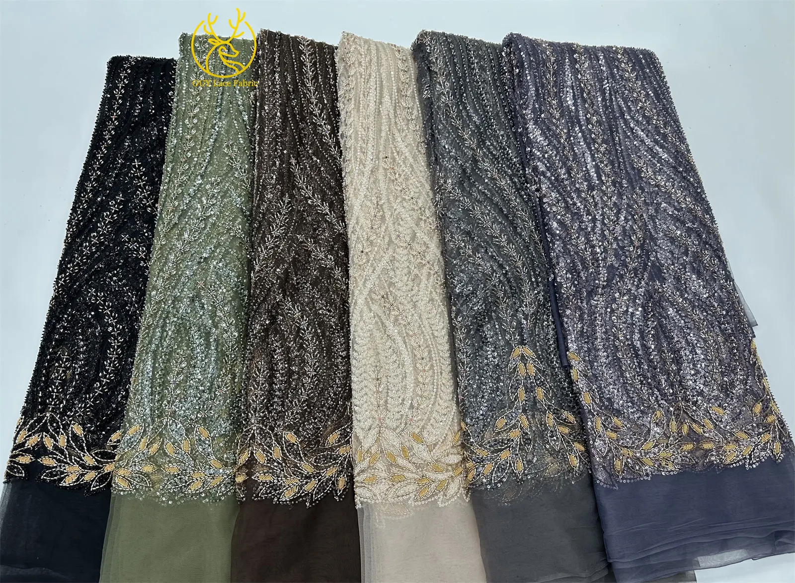 Luxuriöser afrikanischer Brautkleid-Spitzenstoff 2026 – Hochwertige nigerianische französische Pailletten-Tüllspitze für Damen-Abendkleider zum Nähen – Detail 3