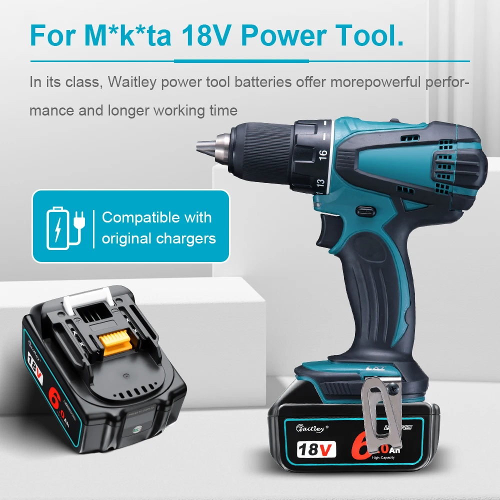 Waitley18V 6.0Ah Ricaricabile Batteria Per Makita Power Tools Batterie Li-Ion 6000mAh 18 V di Ricambio BL1860B BL1850 6A