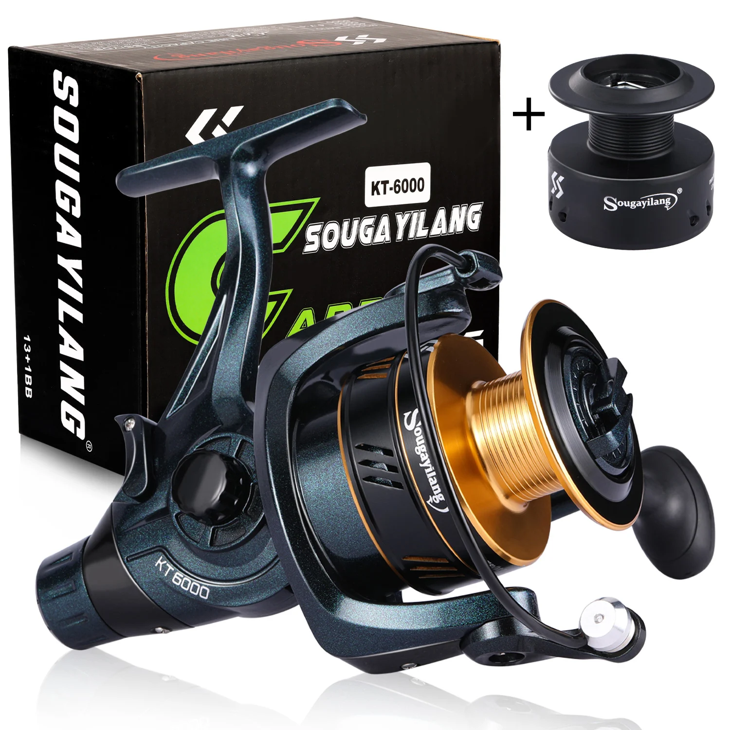 Carrete de Pesca giratorio serie Sougayilang 2000-6000, 5,0: 1/4, 7:1, alta velocidad 13 + 1BB, aparejos de Pesca, carrete de Pesca de agua salada