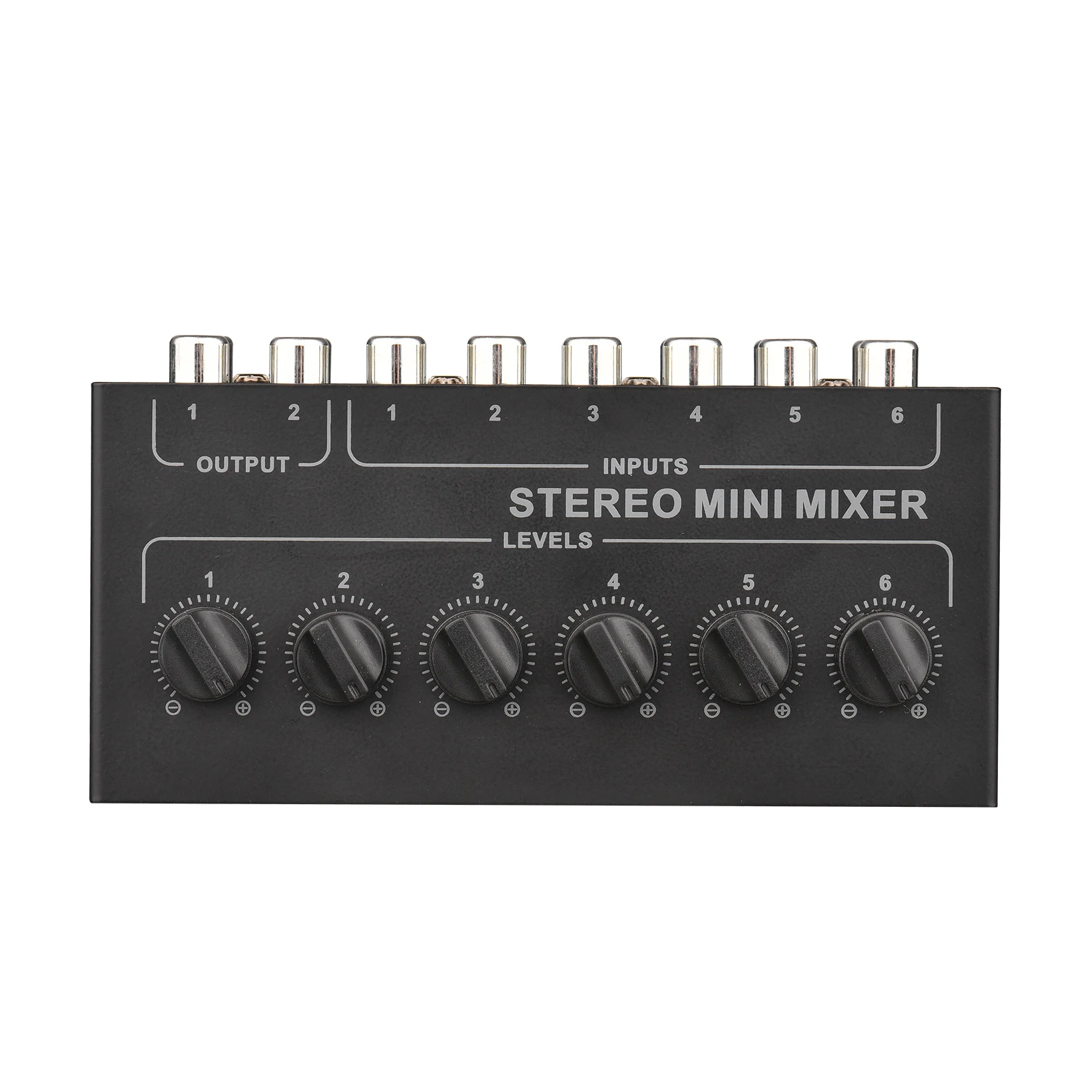 Mini Stereo 6-kanałowy pasywny mikser RCA przenośny mikser Audio 6 w 2 z regulatorem głośności dystrybutora Stereo nie wymaga baterii