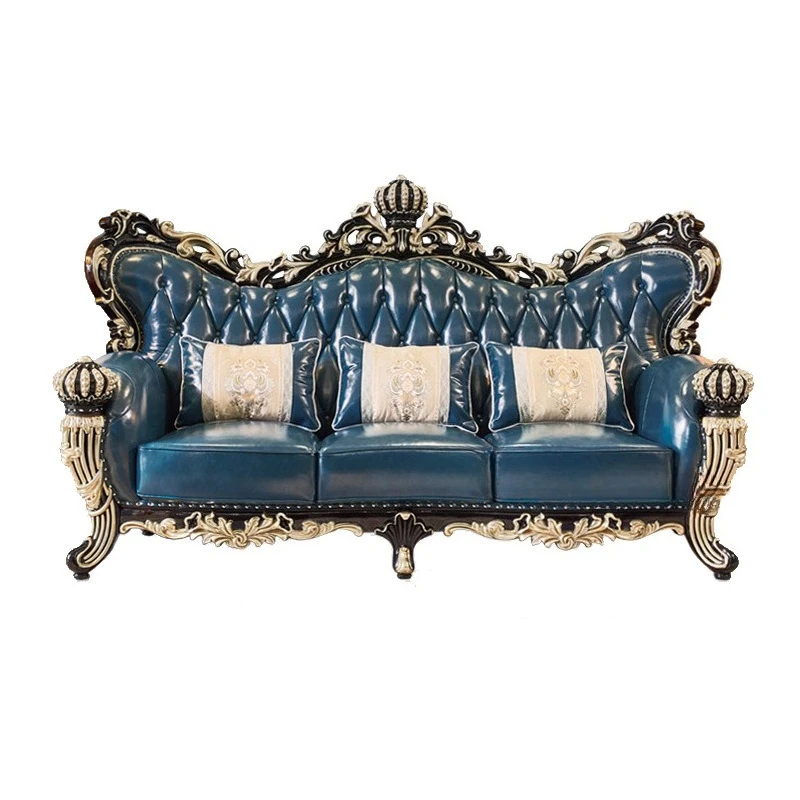 

Турецкий придворный диван, французский диван, двусторонняя резная европейская кожаная вилла, большой диван из массива дерева