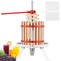 SucceBuy 6-18L Fruit Wine Press Solid Wood Basket  6 or 8 Blocks Manual Juice Maker with Pole Handle Bar for Kitchen and Home