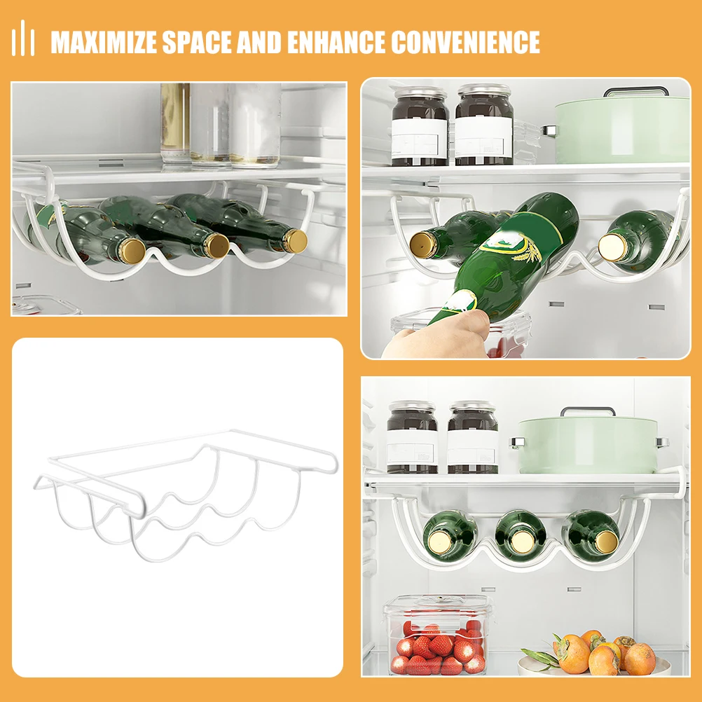 

Refrigerator Wine Bottle Holder Iron Beer Storage Rack Under Shelf Fridge Organizer Stackable Water Bottle Rack Metal