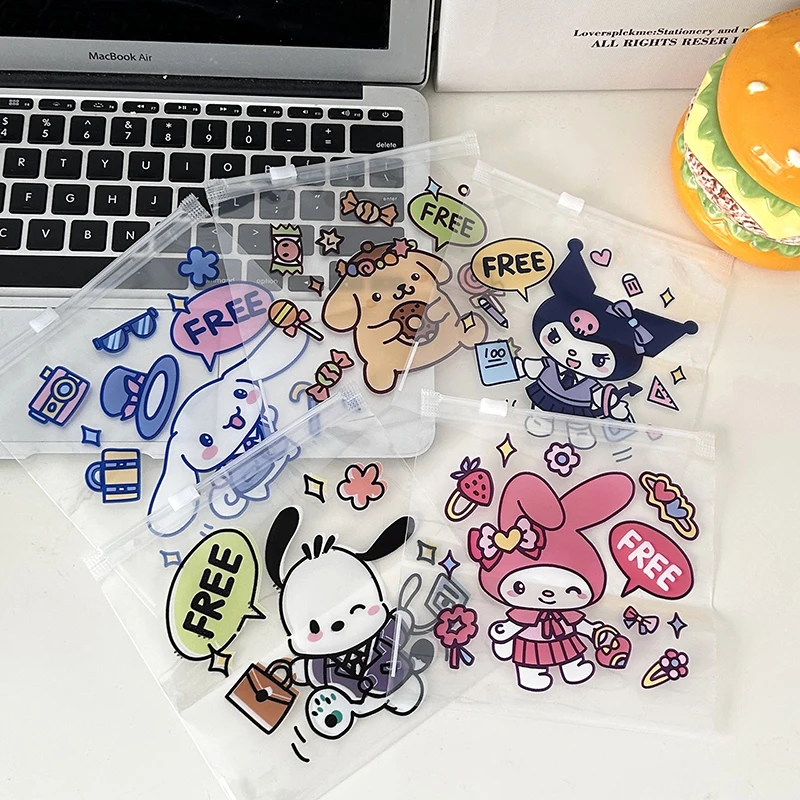 3 Stück 14*14cm Sanrio Reiß verschluss Druck verschluss beutel Kuromi Melodie Schmuck Verpackung Taschen Snack Zucker Keks Siegel beutel staub dichte Aufbewahrung tasche