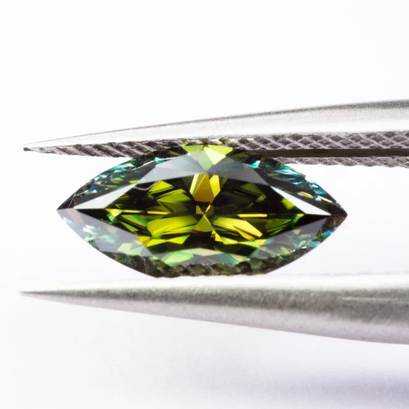 Moissanite Stone Marquise Cut Natural Yellow Green Color VVS1 with GRA Certificate Gemstone Charms Top Jewelry Making Materials