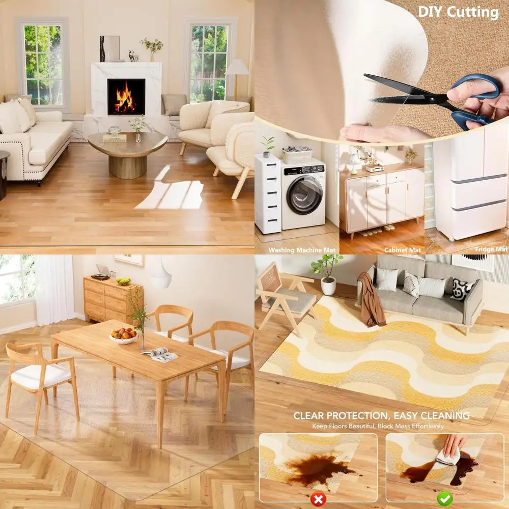 

5x8 Waterproof Plastic Floor Mat for Dining Area - Non-Slip Vinyl Rug Protector for Floors