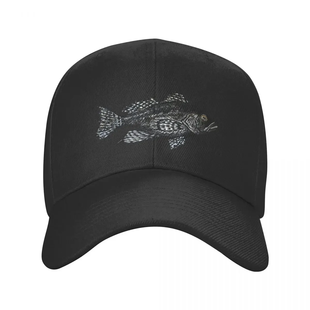 Black Sea Bass Drawing in muted turquoise Baseball Cap Kids Hat Hood Trucker Cap Men's Luxury Women's