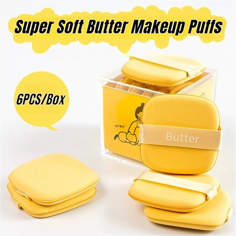 2/6PCS Super Soft Air Cushion Cosmetic Puff Square Butter Makeup Sponge Blender Beauty Foundation Puff Make Up Tools Accessories