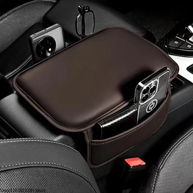 Auto Armrest Mat for Mazda CX-5 Subaru Forester Volvo XC60 Lexus Jaguar F-Pace, Leather Cushion Pad, Car Interior Accessories