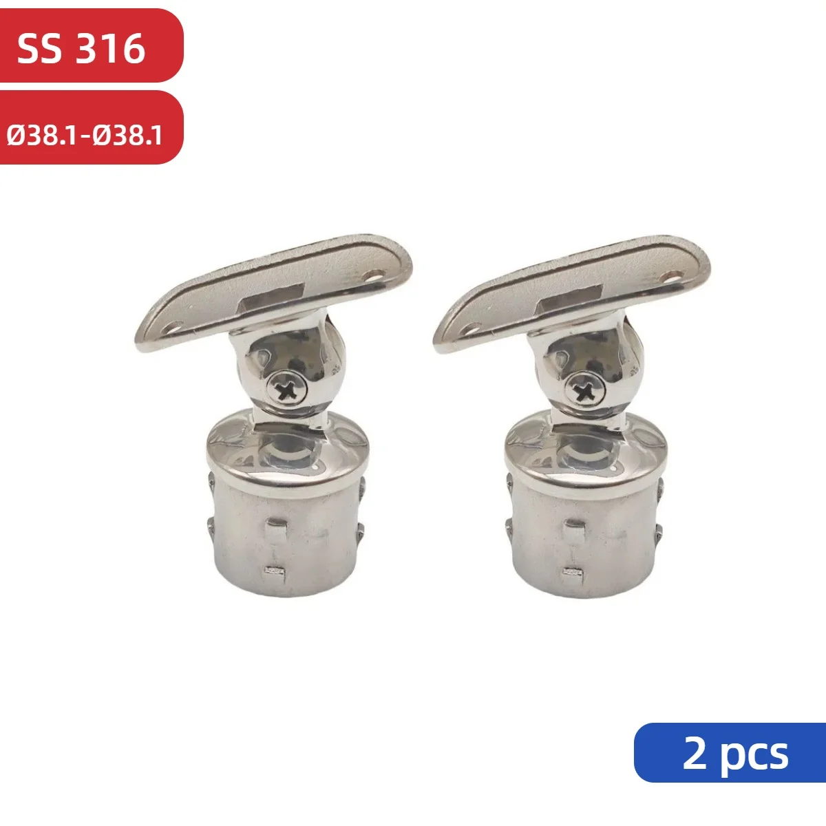 2 PCS 38.1mm Adjustable Rail Support 316 Stainless Steel Handrail Bracket Mirror Polished Round Tube Support for Balustrade