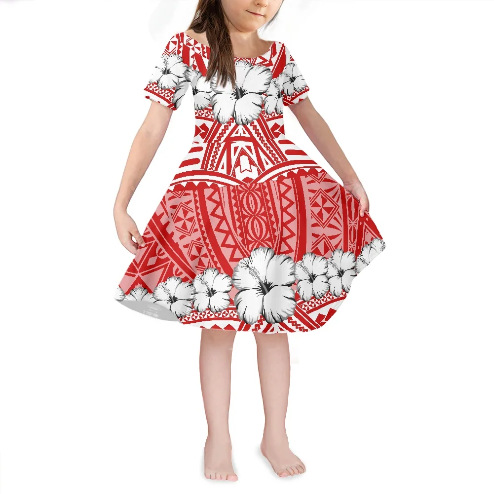 POD 4-14 Jahre Mädchen Casual Kleid Samoa Polynesian Vintage Stil Kinder Sommer Prinzessin Kleid Kinder Party Ball Pageant kleid