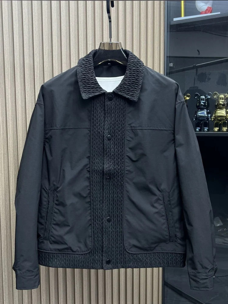 

Новая осенняя повседневная мужская куртка-кардиган премиум-класса, приталенная, модная, для отдыха, с отложным воротником, без застежки