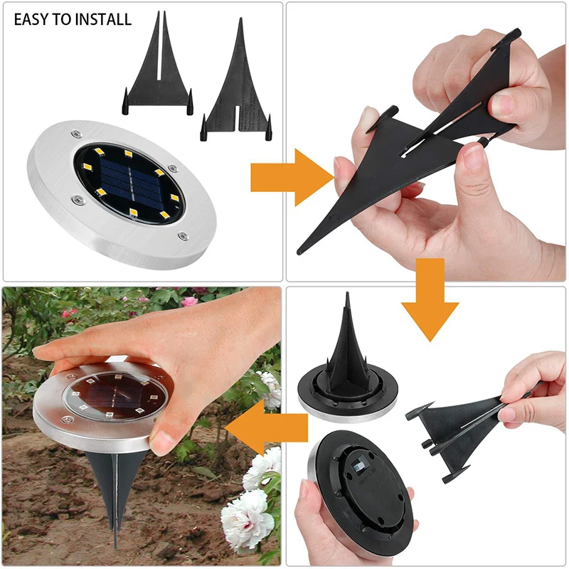 8/20LED Solar Power Disk Light Outdoor Solar Garden Lights Patio Disk Lights In-Ground Landscape Lighting Garden Decoration