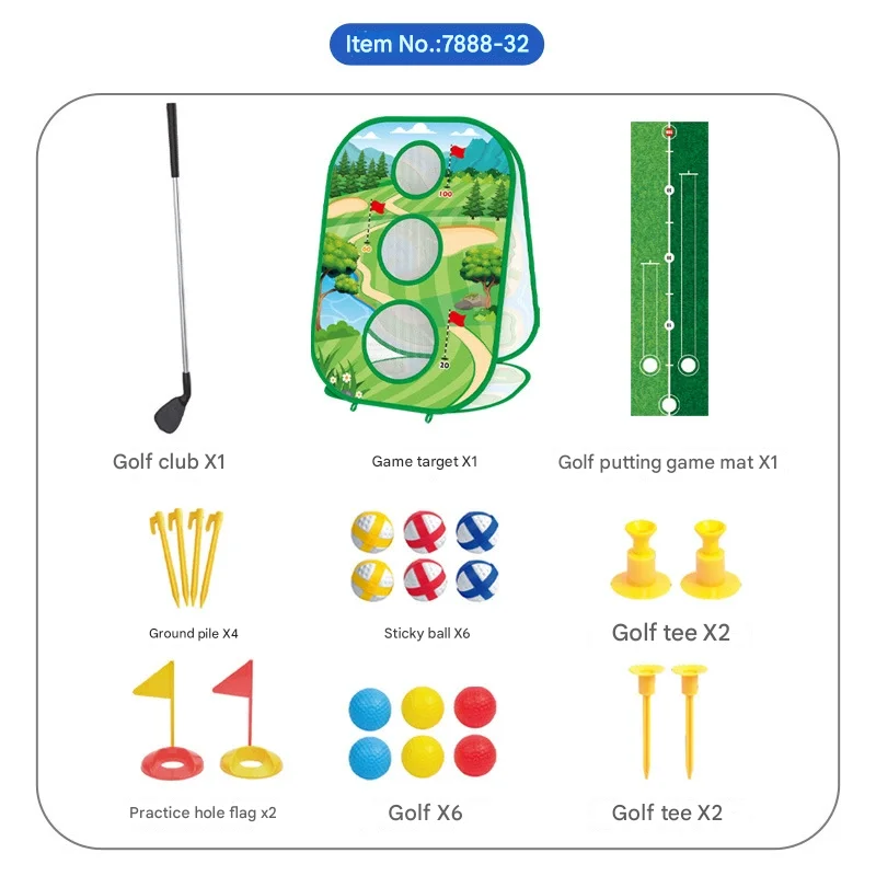 เด็กกอล์ฟ Chipping เกมชุด DART เป้าหมายกอล์ฟคลับ Sticky Ball สําหรับครอบครัวกลางแจ้ง Interactive สันทนาการโยนของเล่น
