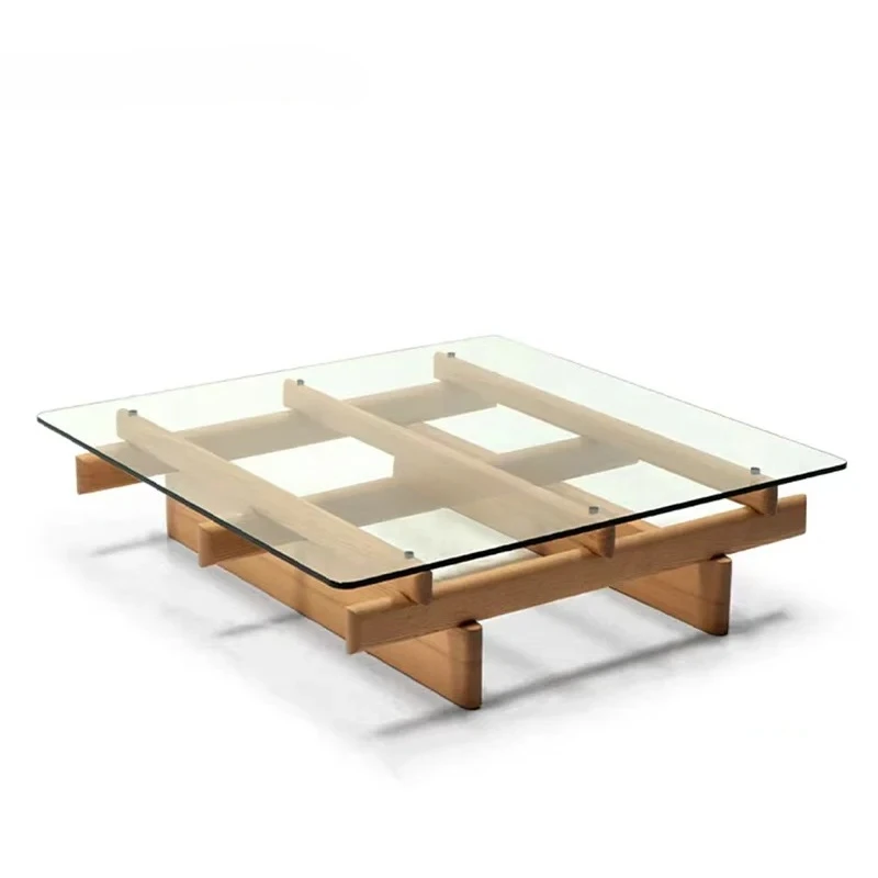

Modern Simple Glass Coffee Table Living room furniture with Sleek Design Glass Top Sturdy Wood Frame Modern Aesthetic For Home