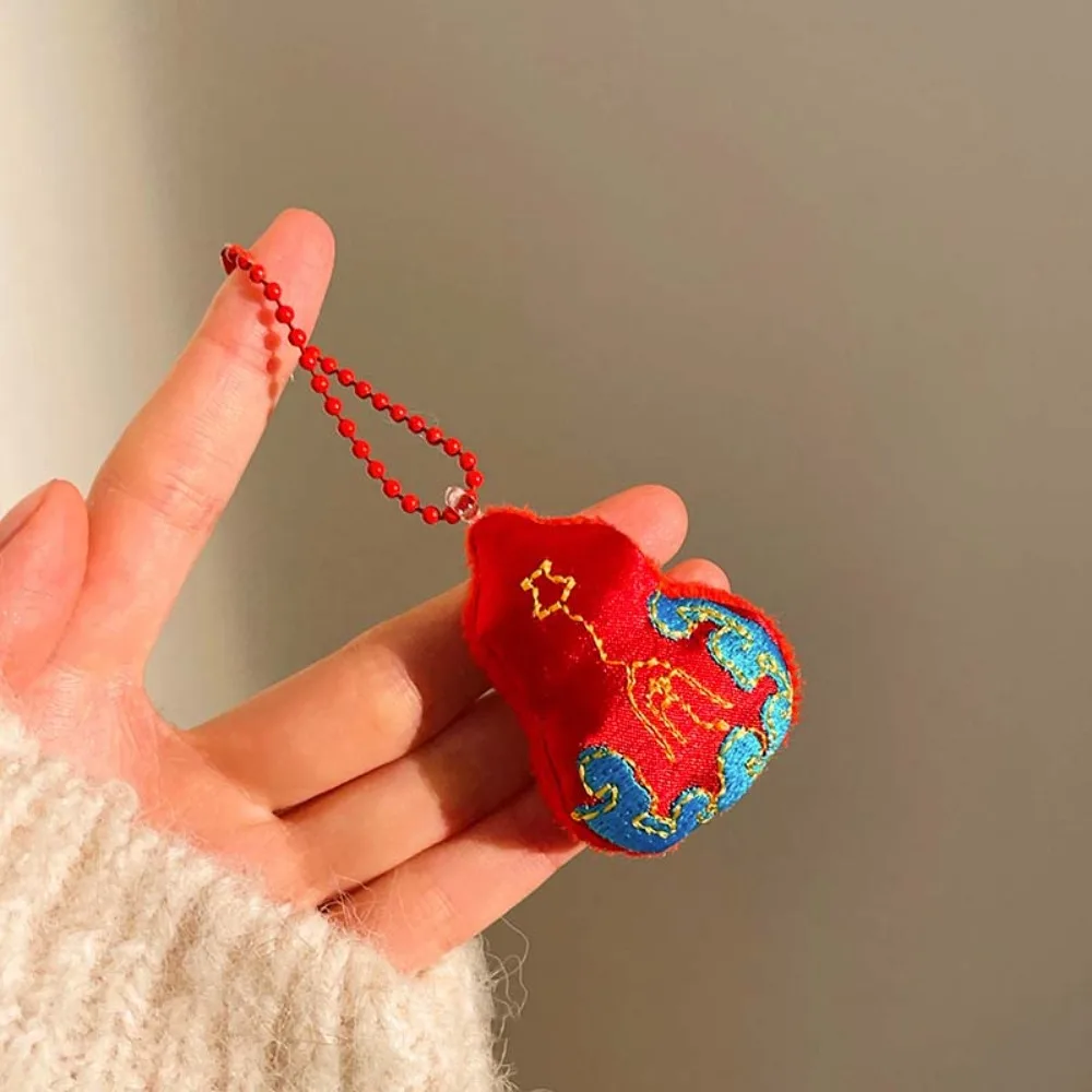 

Kawaii Cartoon God of Wealth Pendant Lion Dance Lucky Plush Doll Keychain Cute Red Chinese New Year Keyring Car Decoration