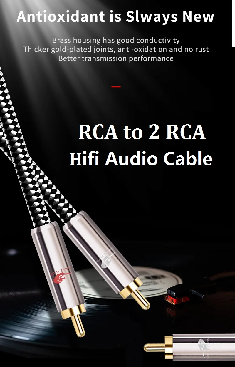 Hifi Audio Cable RCA to 2 RCA Male for Subwoofer Amplifier DVD TV Home Stereo Speaker 2 RCA OFC Splitter Y Cords 1m 2m 3m 5m