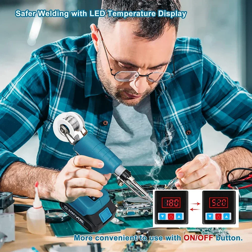 Imagem -02 - Ferro de Solda sem Fio com Temperatura Ajustável Solda Elétrica Estação de Retrabalho Soldagem Ferramentas de Reparo Bateria Makita 18v