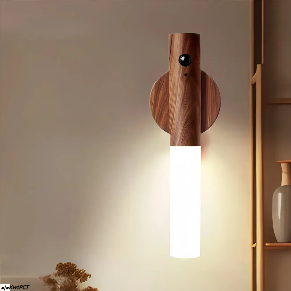 

Intelligent Human Body Sensing Night Light Imitation Wood Grain Color Magnetic Suction Charging Light For Cabinet Wall lamp