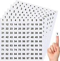 1000 Pcs Consecutive Number Stickers 1-100 Round Colored Labels Self Adhesive Number Decals for Office Inventory Storage Bins