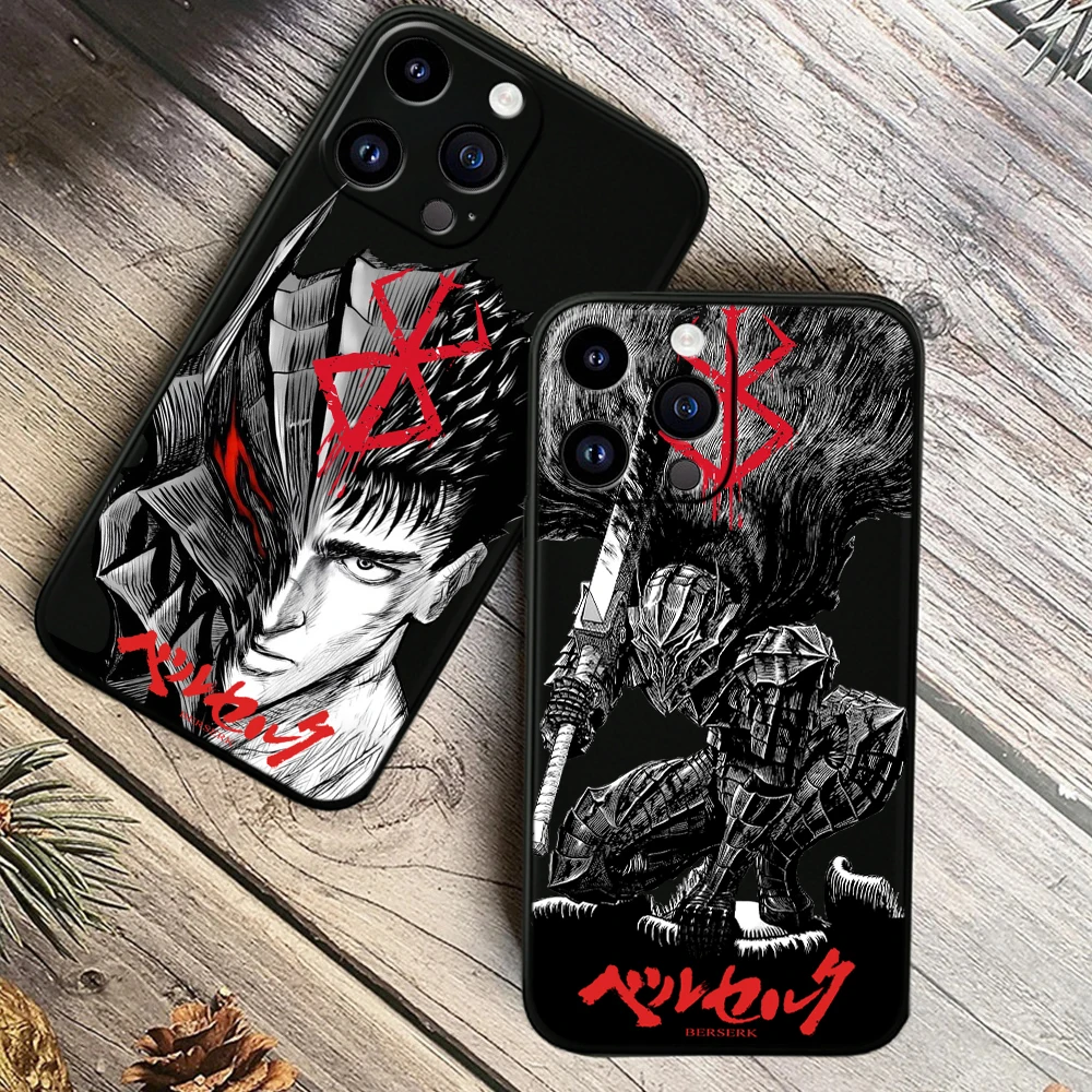 Berserk Anime For Apple iPhone 15 14 13 12 Mini 11 XS XR X 8 7 Pro Max Plus Soft Silicone Black Phone Case image 3