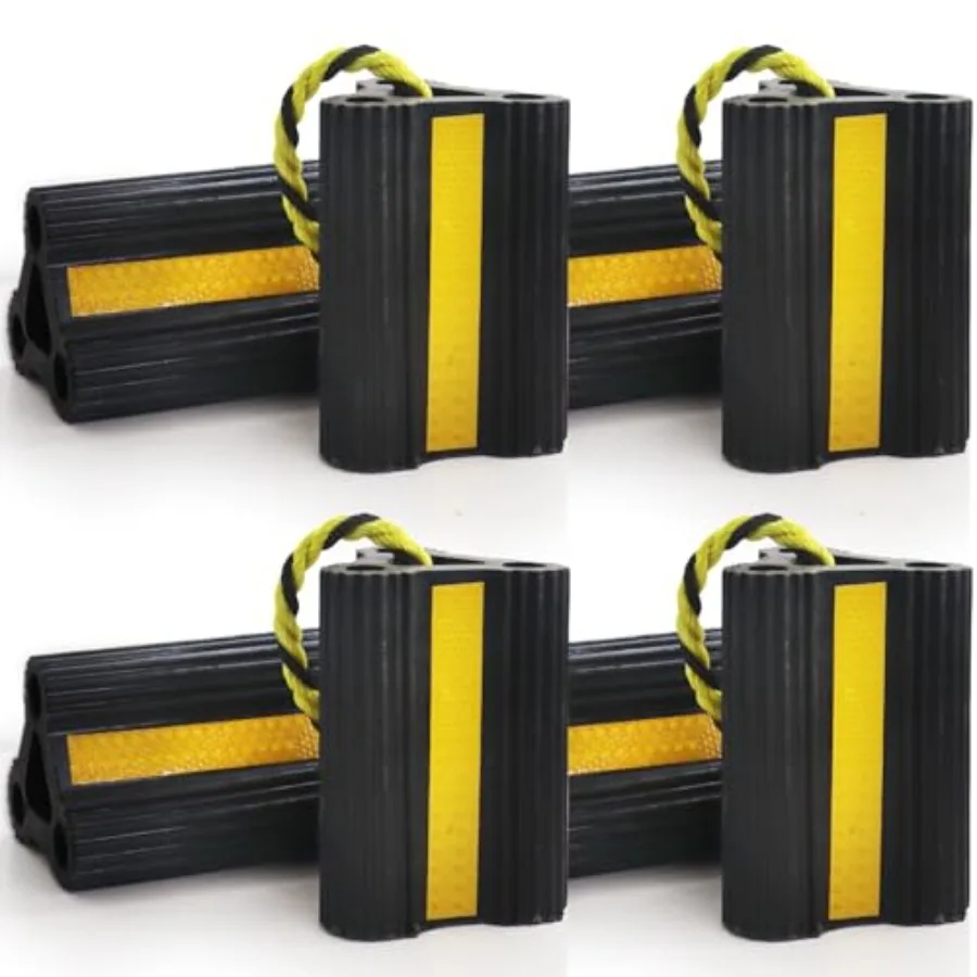 

Wheel Chocks for RV Trailers 4Pair/8Pack with Rope Rubber Tire Chocks Block Stopper with Reflective Strips for Camper Truck Car