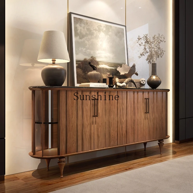 

French solid wood entrance entrance retro style tea cabinet marble dining side cabinet